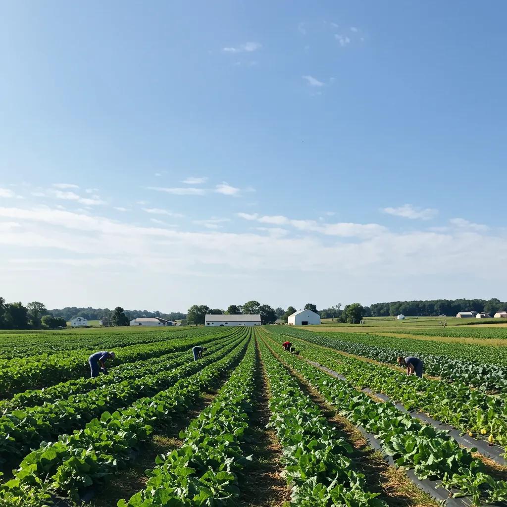 A local Pittsburgh farm with growers harvesting fresh produce.